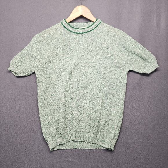 Vintage Burt Barry Casuals Sweater Womens XL Green Short Sleeve Knit Crewneck - Picture 1 of 8